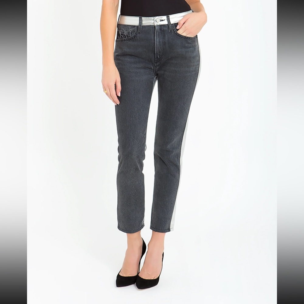 Jordache Black Straight Leg Jeans with Silver Side Stripe